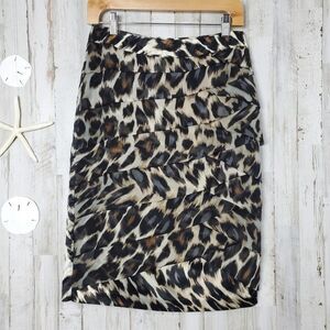 Worthington Animal Print Tiered Skirt Size 4